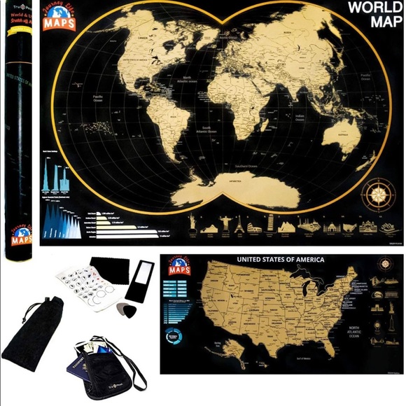 Large World Scratch Off Map with Extras - Picture 2 of 10